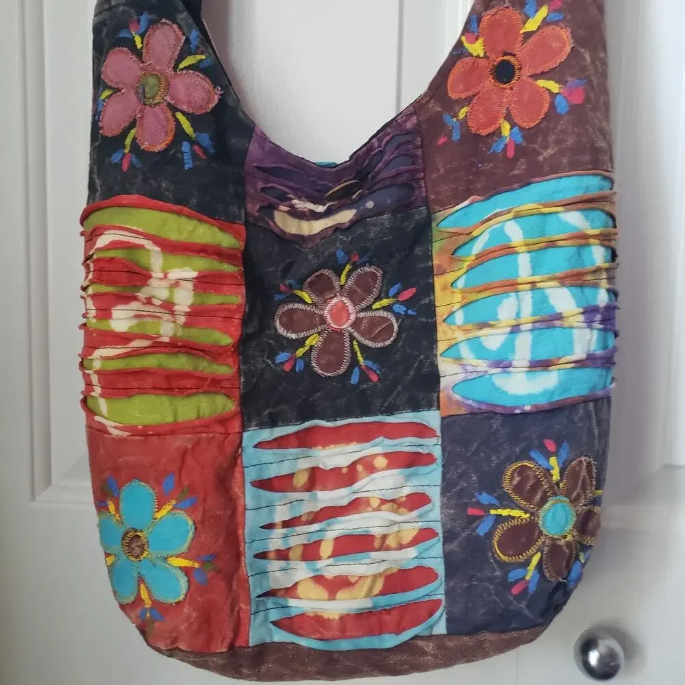Handmade Nepal Patchwork Batik Hobo Shoulder Bag Boho Rising International